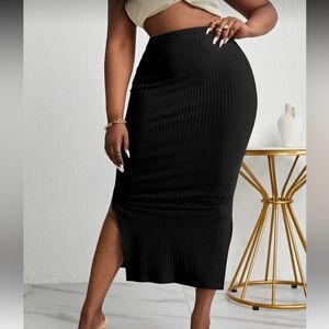 SHEIN |  Ribbed Midi Skirt